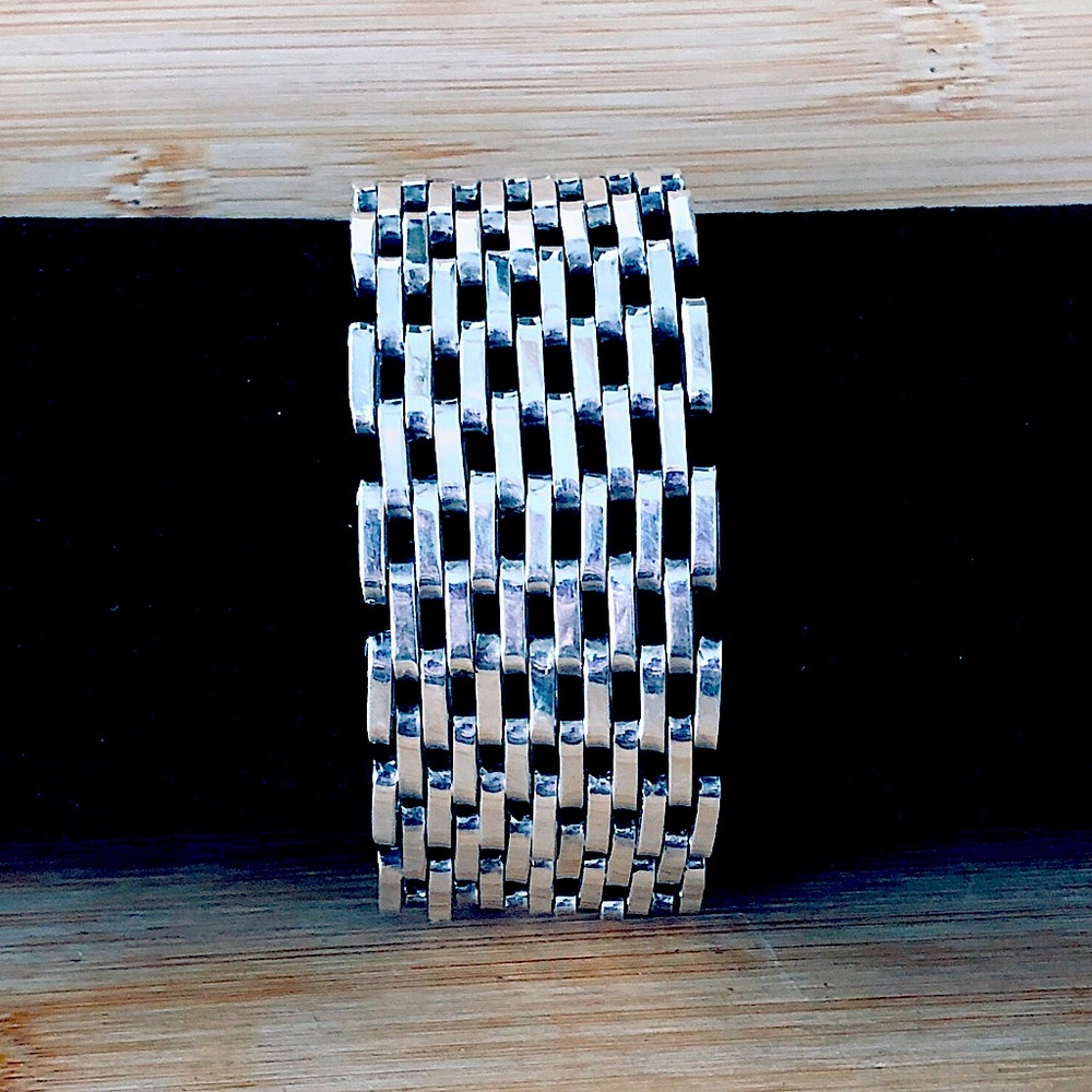 $592  Designer Estate Bracelet  Sterling  75 Grams  Marked TD 35 MEXICO 925